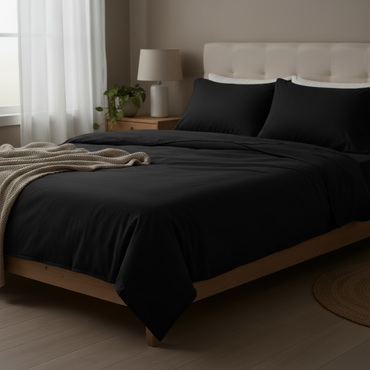 Premium Plain Black Bedsheet