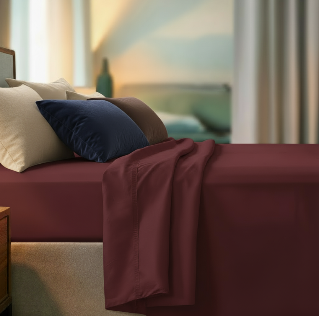 Premium plain maroon bedsheet