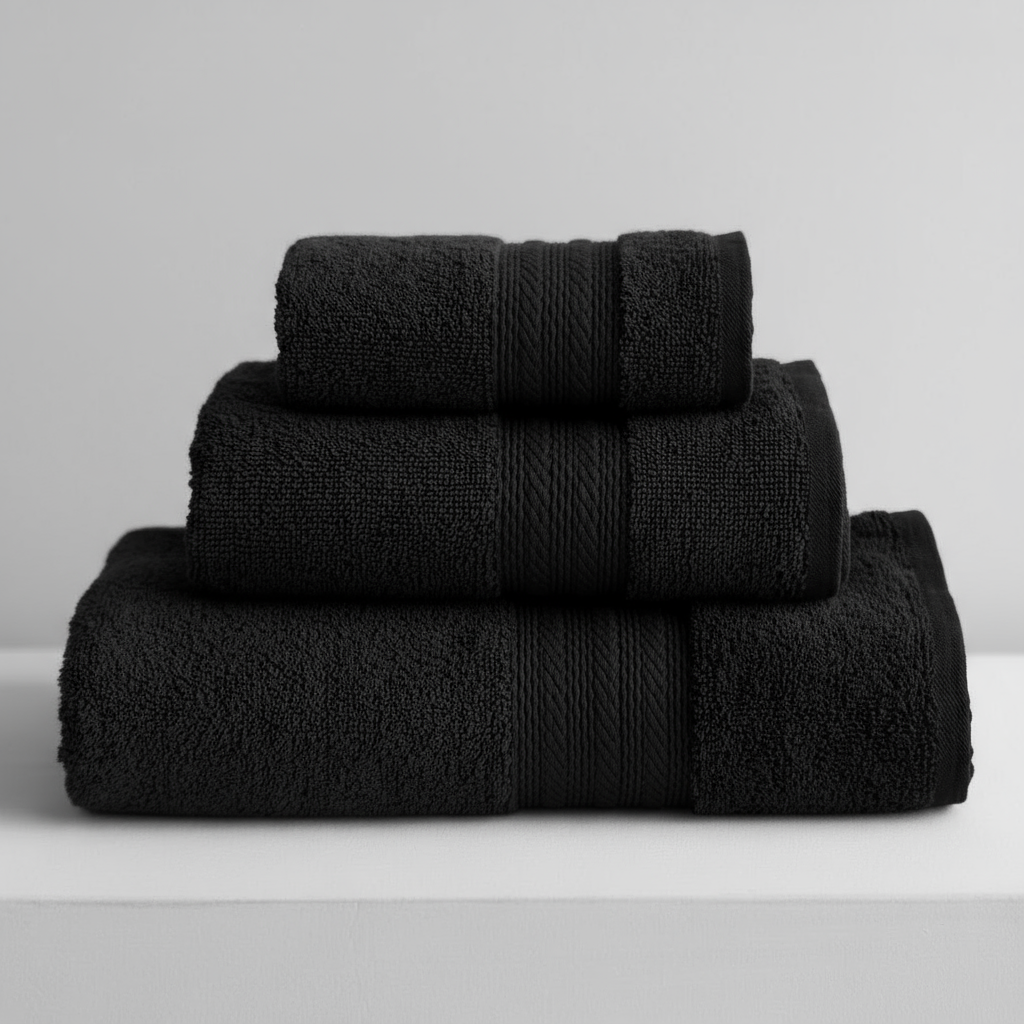Pure Weave Black Towels